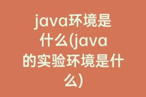 java环境是什么(java的实验环境是什么)