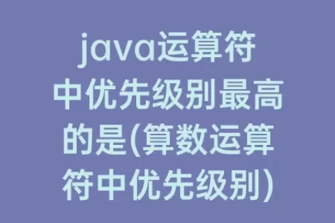 java运算符中优先级别最高的是(算数运算符中优先级别)