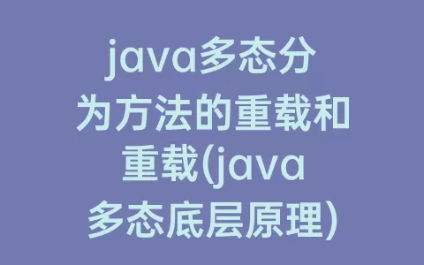 java多态分为方法的重载和重载(java多态底层原理)