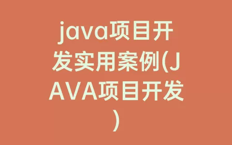 java项目开发实用案例(JAVA项目开发)