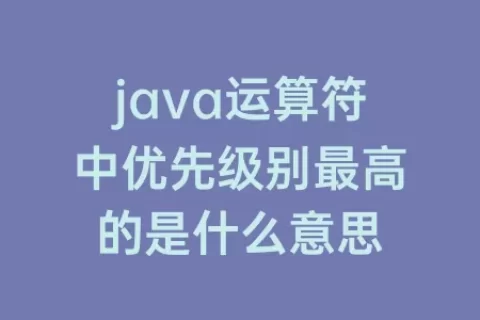 java运算符中优先级别最高的是什么意思