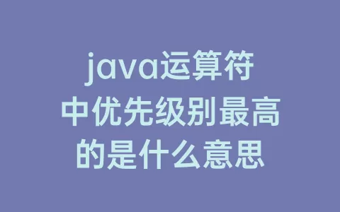 java运算符中优先级别最高的是什么意思