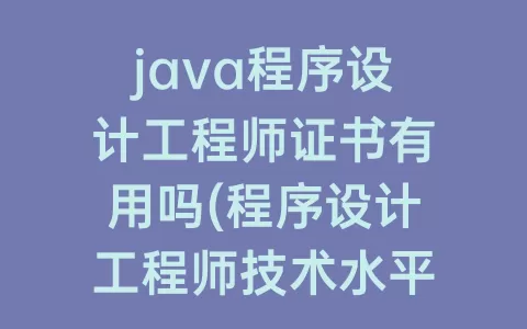 java程序设计工程师证书有用吗(程序设计工程师技术水平java有含金量吗)