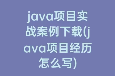java项目实战案例下载(java项目经历怎么写)