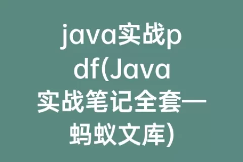 java实战pdf(Java实战笔记全套—蚂蚁文库)