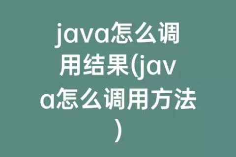 java怎么调用结果(java怎么调用方法)