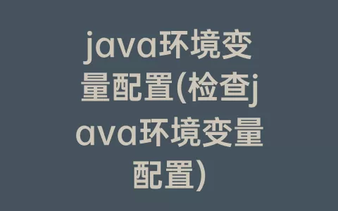 java环境变量配置(检查java环境变量配置)