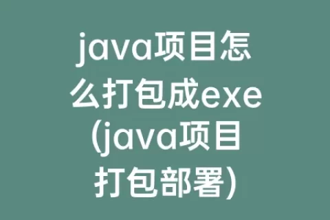 java项目怎么打包成exe(java项目打包部署)