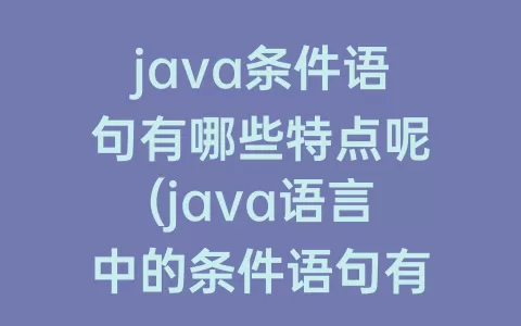java条件语句有哪些特点呢(java语言中的条件语句有哪些)