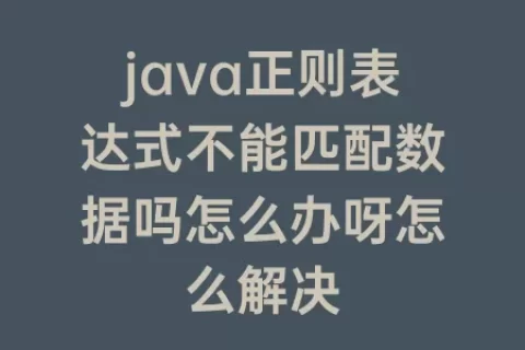 java正则表达式不能匹配数据吗怎么办呀怎么解决
