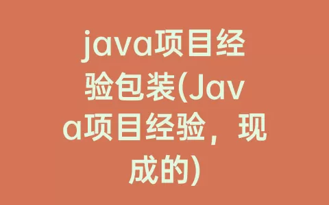 java项目经验包装(Java项目经验，现成的)