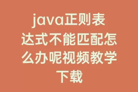 java正则表达式不能匹配怎么办呢视频教学下载
