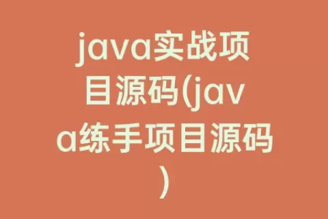 java实战项目源码(java练手项目源码)