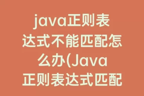 java正则表达式不能匹配怎么办(Java正则表达式匹配)