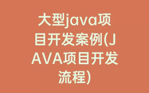 大型java项目开发案例(JAVA项目开发流程)