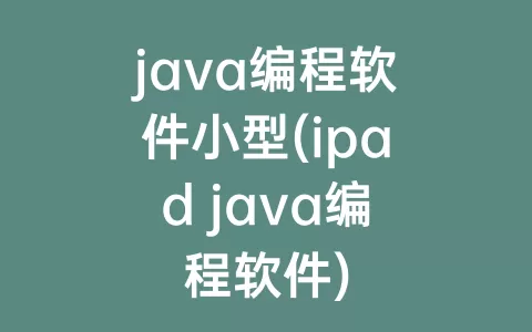 java编程软件小型(ipad java编程软件)