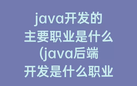 java开发的主要职业是什么(java后端开发是什么职业)