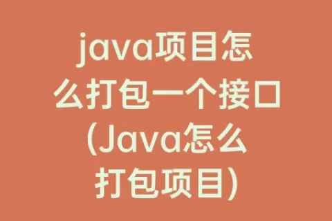java项目怎么打包一个接口(Java怎么打包项目)