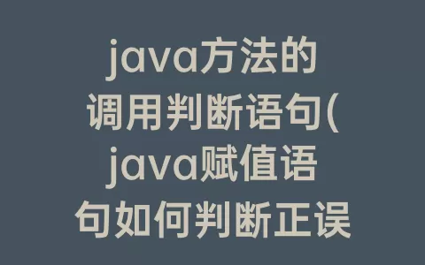 java方法的调用判断语句(java赋值语句如何判断正误)