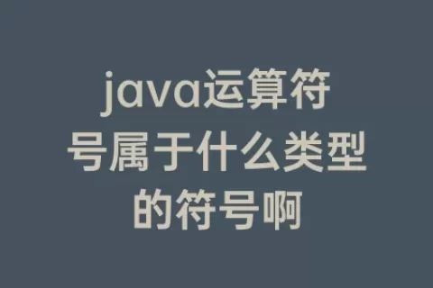 java运算符号属于什么类型的符号啊
