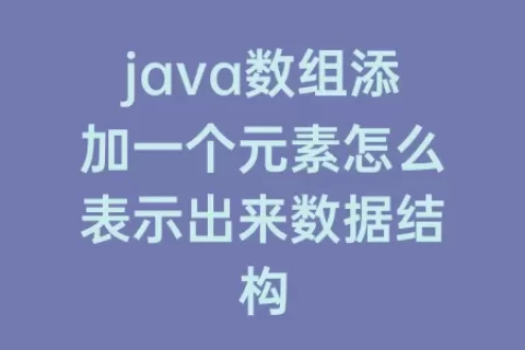 java数组添加一个元素怎么表示出来数据结构