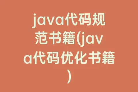 java代码规范书籍(java代码优化书籍)