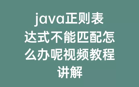 java正则表达式不能匹配怎么办呢视频教程讲解