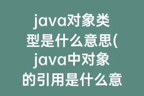 java对象类型是什么意思(java中对象的引用是什么意思)