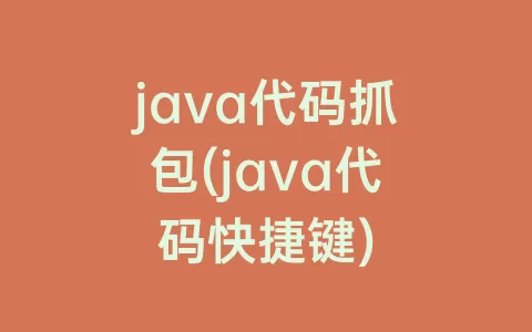 java代码抓包(java代码快捷键)