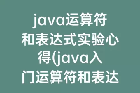 java运算符和表达式实验心得(java入门运算符和表达式答案)