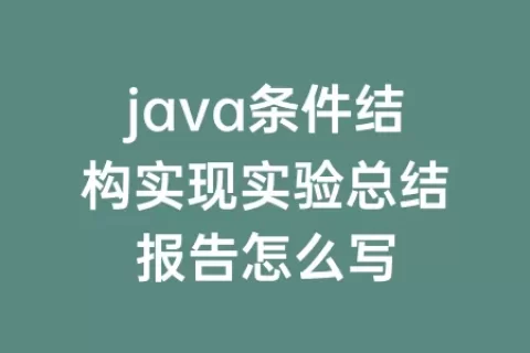java条件结构实现实验总结报告怎么写