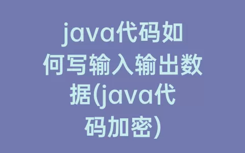 java代码如何写输入输出数据(java代码加密)