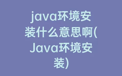 java环境安装什么意思啊(Java环境安装)