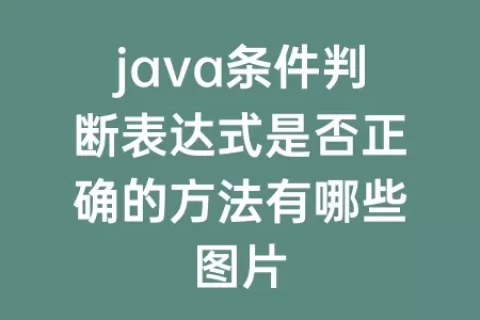 java条件判断表达式是否正确的方法有哪些图片