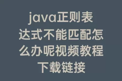 java正则表达式不能匹配怎么办呢视频教程下载链接