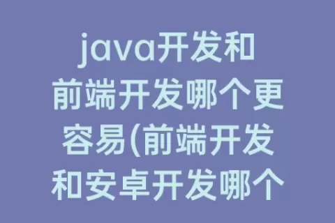 java开发和前端开发哪个更容易(前端开发和安卓开发哪个好)