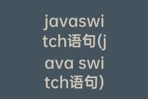 javaswitch语句(java switch语句)