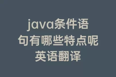 java条件语句有哪些特点呢英语翻译