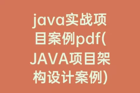 java实战项目案例pdf(JAVA项目架构设计案例)