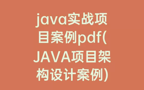 java实战项目案例pdf(JAVA项目架构设计案例)