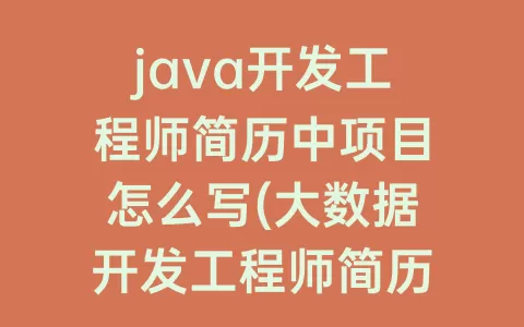 java开发工程师简历中项目怎么写(大数据开发工程师简历项目怎么写)