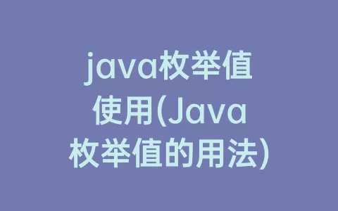java枚举值使用(Java枚举值的用法)