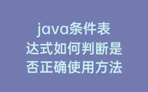 java条件表达式如何判断是否正确使用方法