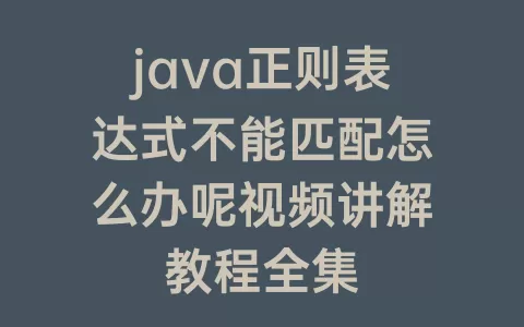 java正则表达式不能匹配怎么办呢视频讲解教程全集