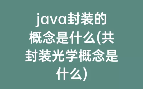 java封装的概念是什么(共封装光学概念是什么)