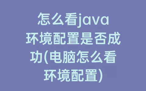 怎么看java环境配置是否成功(电脑怎么看环境配置)