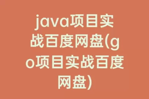 java项目实战百度网盘(go项目实战百度网盘)