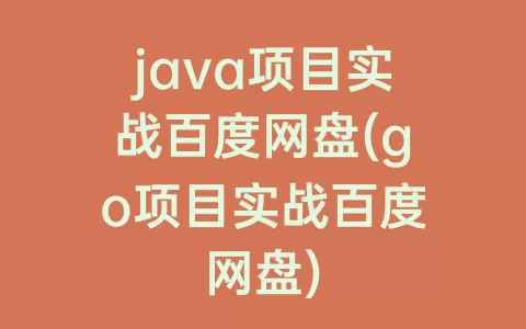 java项目实战百度网盘(go项目实战百度网盘)