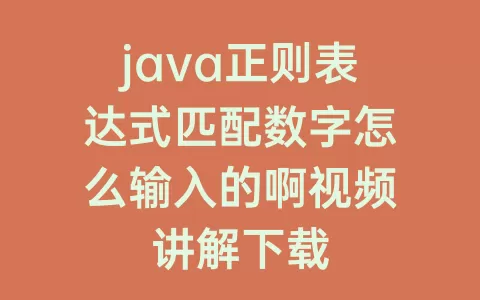 java正则表达式匹配数字怎么输入的啊视频讲解下载