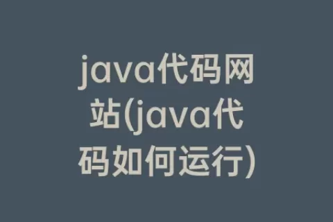 java代码网站(java代码如何运行)